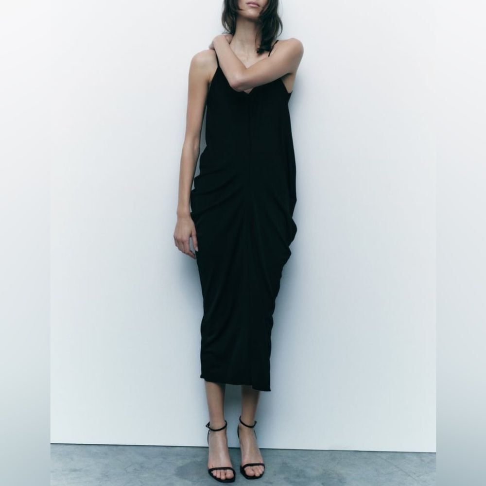 ZARA LONG COCOON DRESS - Picture 6 of 9